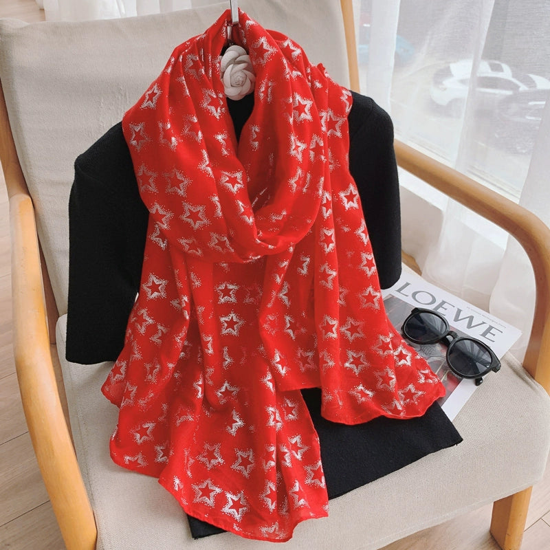 Fashion Creamy-white Women's Winter Shawl Cotton and Linen Scarf