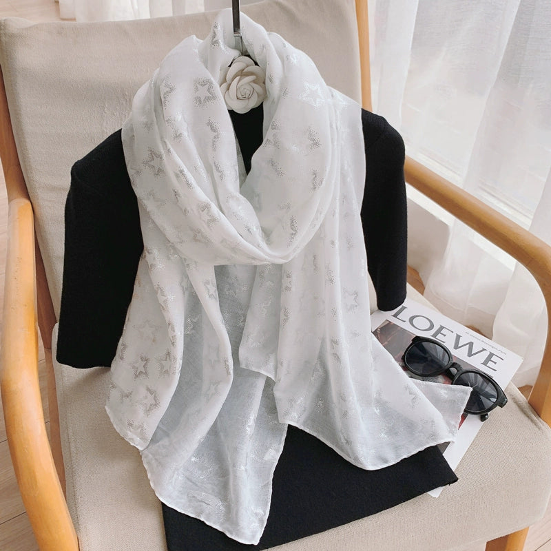 Fashion Creamy-white Women's Winter Shawl Cotton and Linen Scarf
