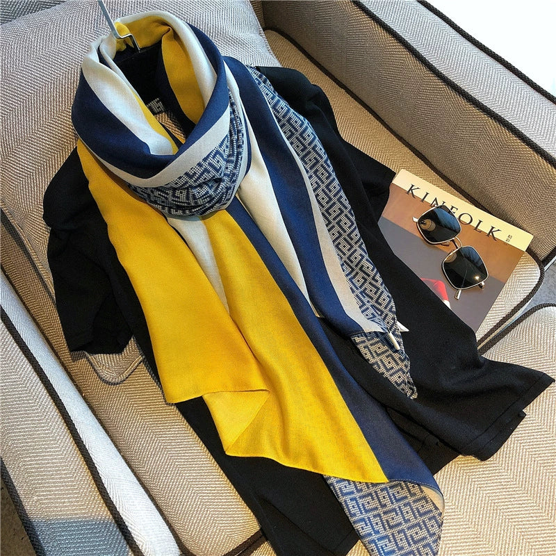 Fashion Creamy-white Women's Winter Shawl Cotton and Linen Scarf