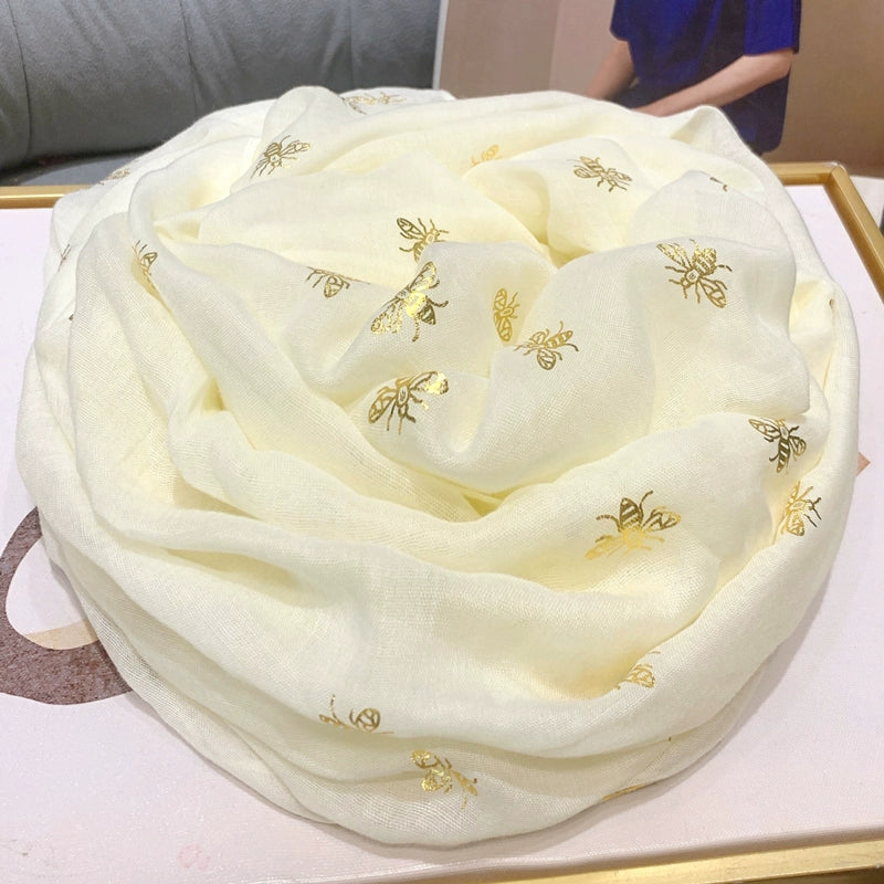 Fashion Creamy-white Women's Winter Shawl Cotton and Linen Scarf