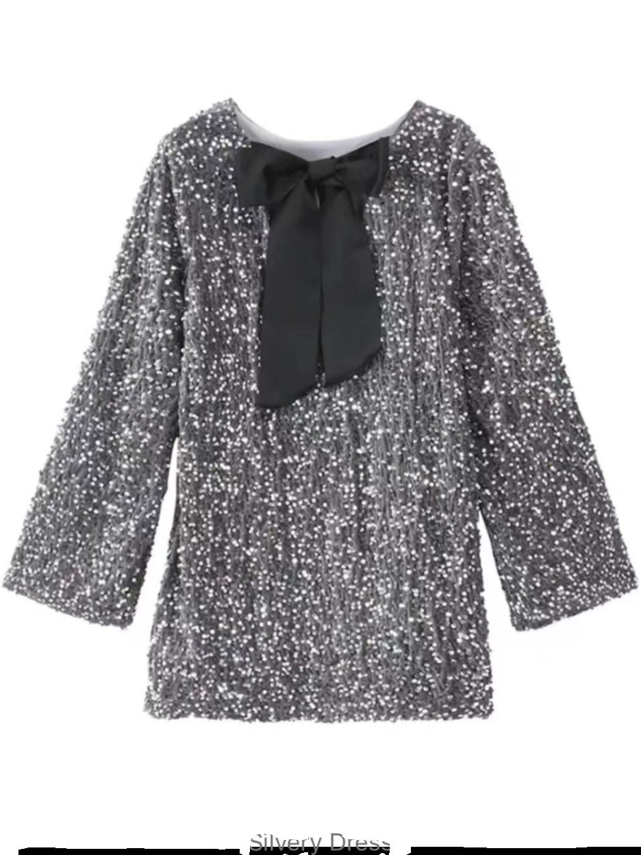 Fall and Winter Dress Long Sleeves Loose Dress Bows