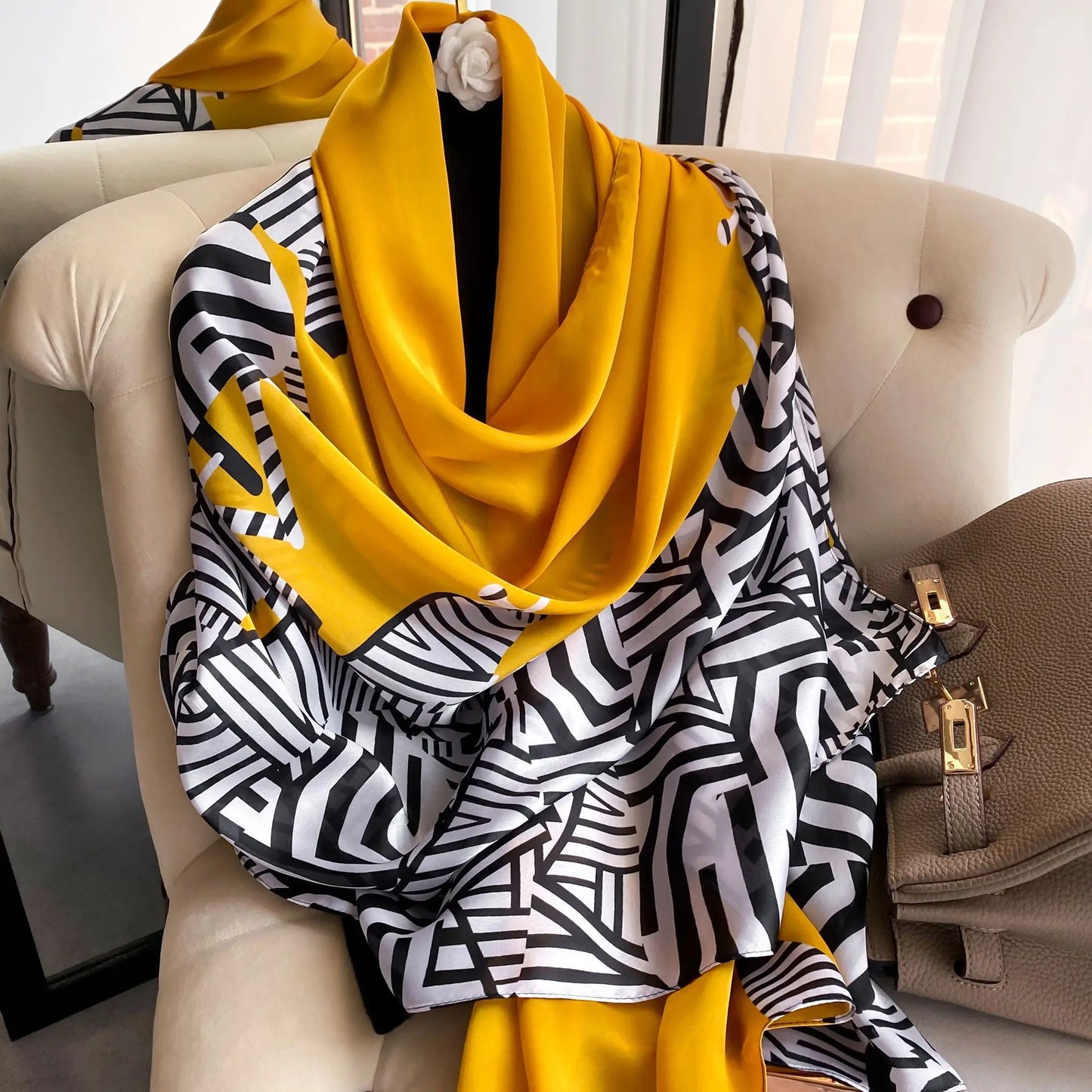 180*90cm Large Silk Satin Scarf Hijab Women Print Spring New Shawl Wrap Female Hand Foulard Pashmina Travel Echarpe 2022 NEW