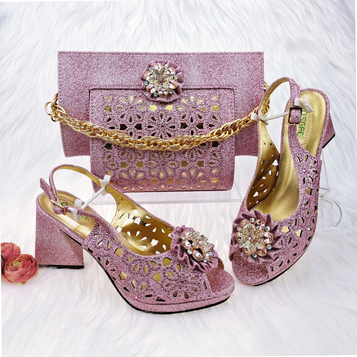 African Fashion Evening Shoes and Bag Italian Design Women's Shoes New Style High Heels Comfortable Women's Shoes and Bag Set