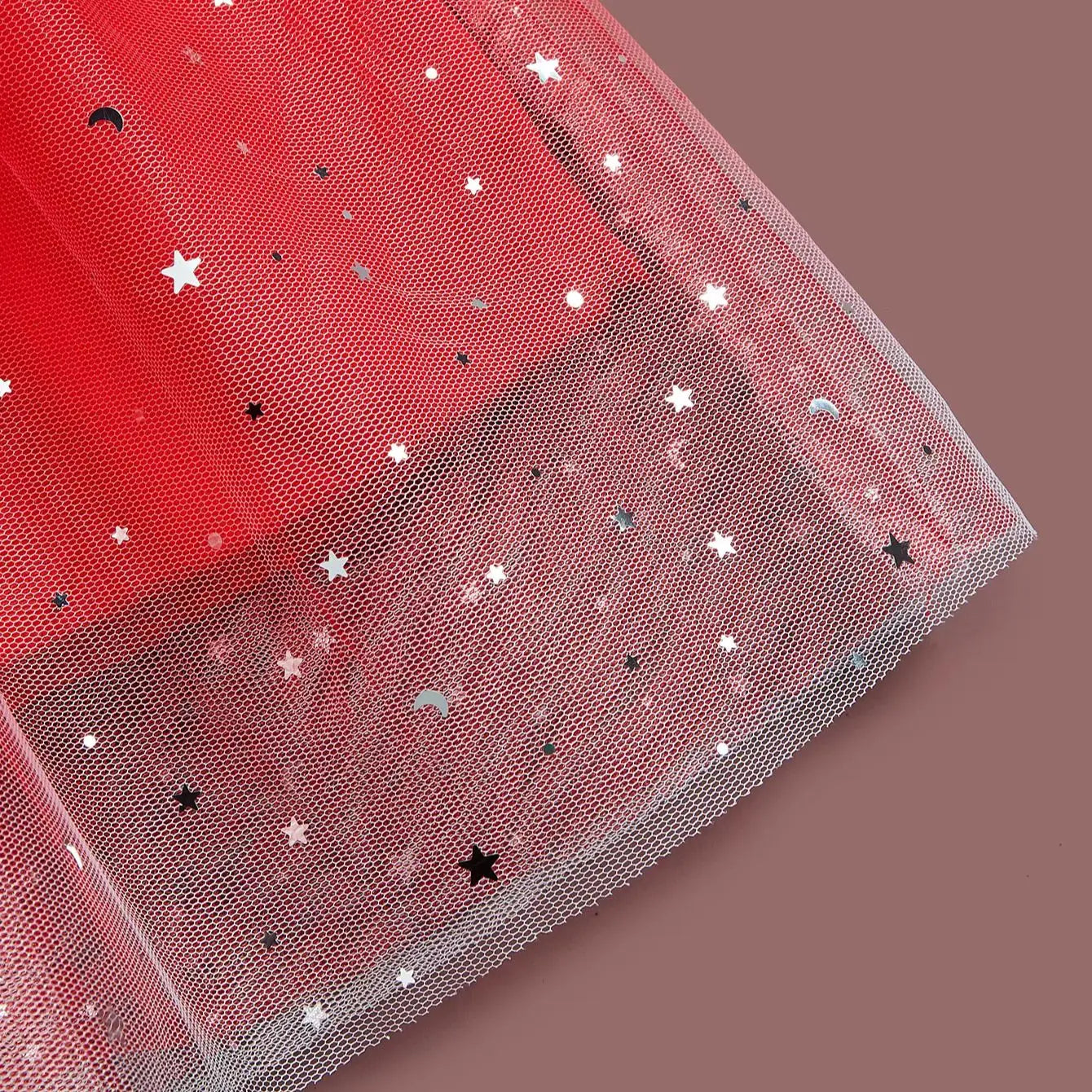 Girls Christmas New Year Red Dress Pearl necklace Accessories Children's Fashion Princess Dress Summer Sleeveless Gauze Dress