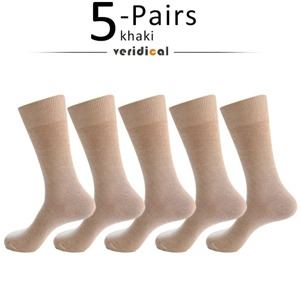 5 Pairs Large Size Man Socks Cotton Business Solid Breathable Deodorant Husbands Fathers Party Dress Long Socks Plus EU46-50
