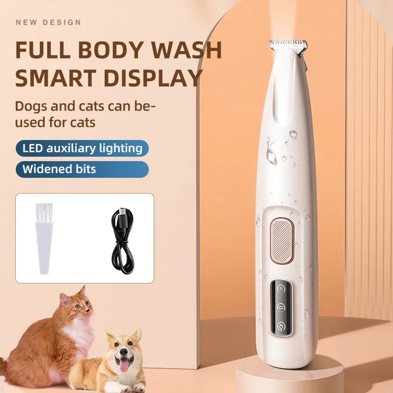 LMZOE Grooming Clipper Pet Electric Clipper For Cleaning Cat Dog Low Noise Foot Shaver Claw Hair USB Charging Pusher Waterproof