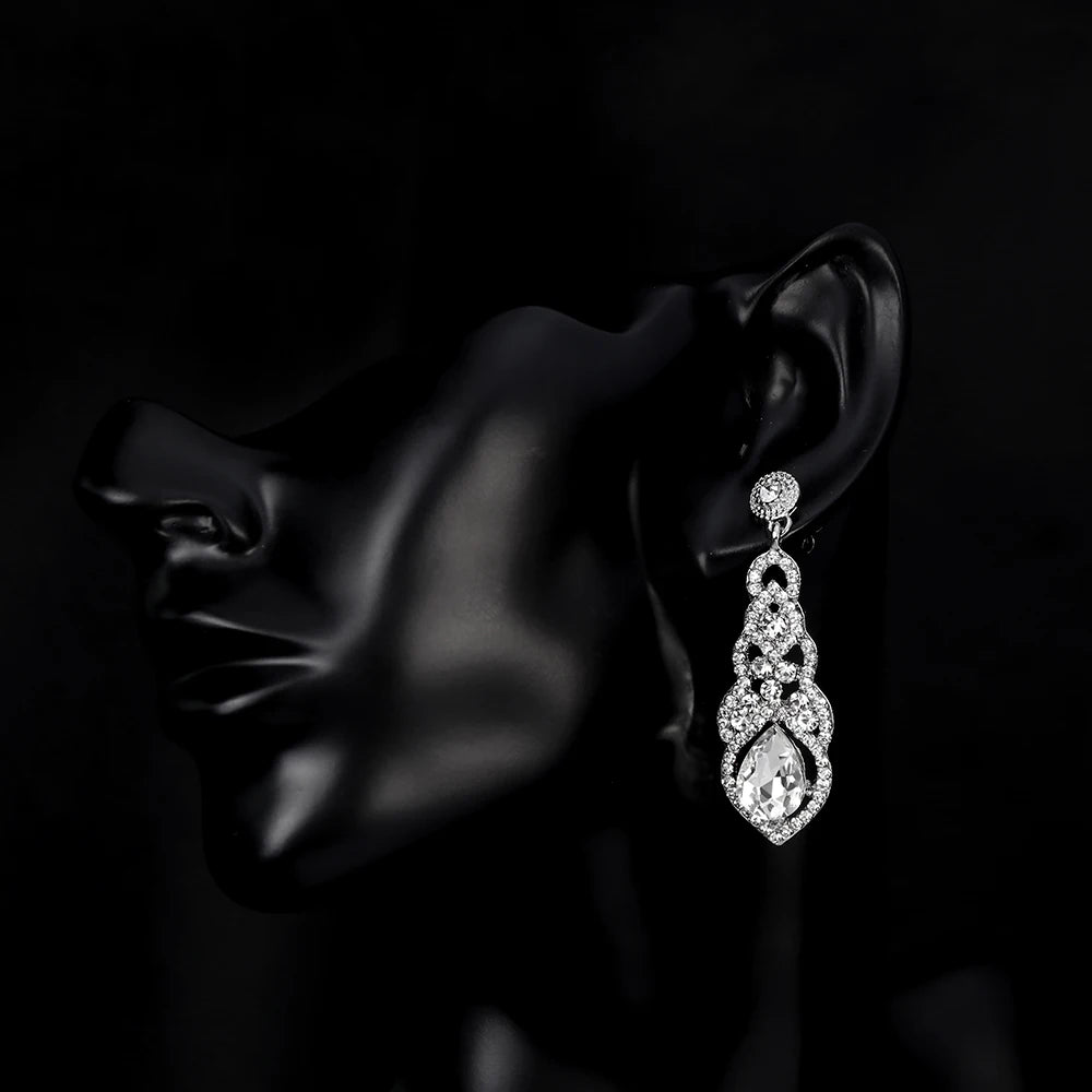 Classic Crystal Wedding Drop Earring for Women Elegant Hanging Long Dangle Earrings Nightclub Party Dress Accessories
