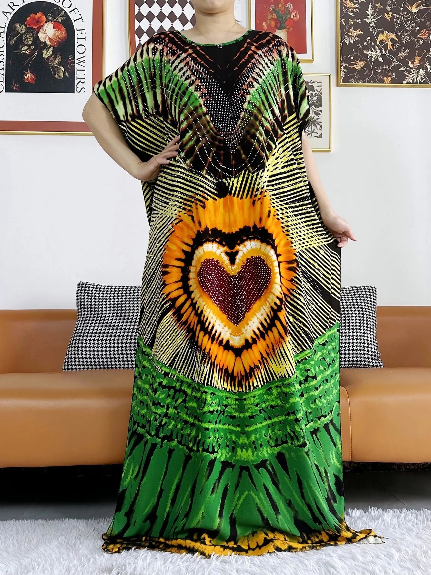 Summer Party Dress Short Sleeve With Big Scarf Printing Floral Loose Boubou Maxi Islam Women African Abaya Clothing