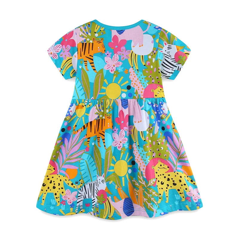 2-7T New Arrival Baby Princess Dresses Summer Girls Party Dress Animals Fashion Kids  School Children Clothing Toddler Dresses