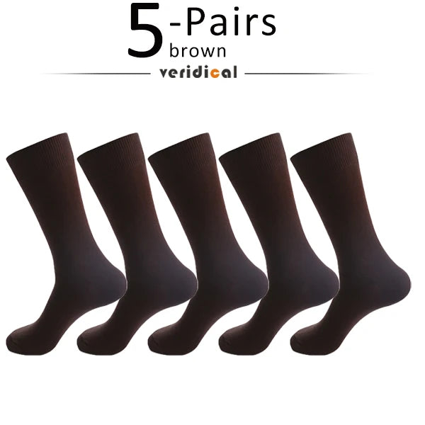 5 Pairs Large Size Man Socks Cotton Business Solid Breathable Deodorant Husbands Fathers Party Dress Long Socks Plus EU46-50