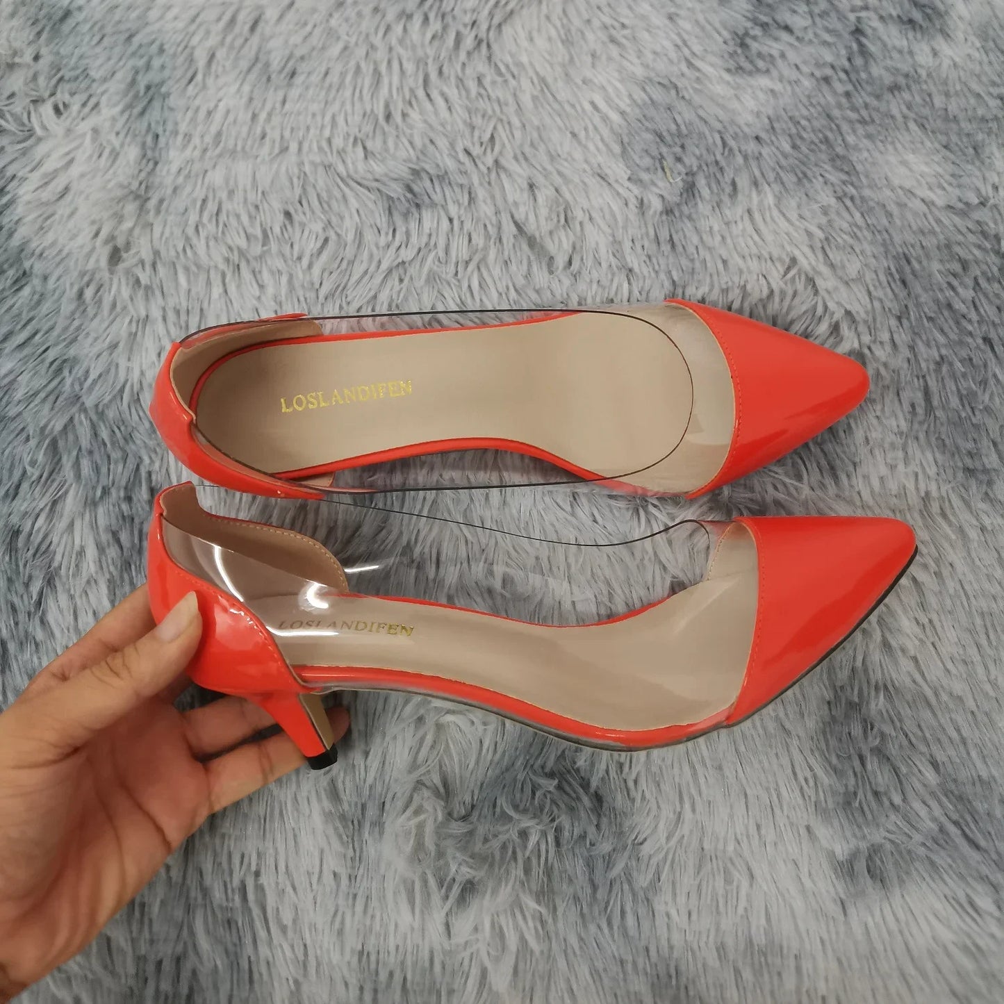 Women Pumps 2025 Spring Autumn Sexy Transparent PVC 5cm Low Heel Fashion Pointed Toe Slip-on High Heels Party Wedding Shoes