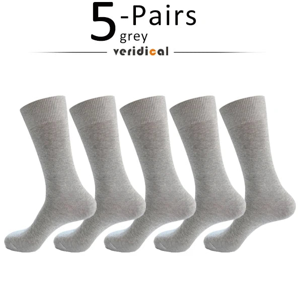 5 Pairs Large Size Man Socks Cotton Business Solid Breathable Deodorant Husbands Fathers Party Dress Long Socks Plus EU46-50