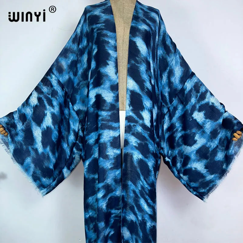 kimono summer leopard print vestidos Bikini Cover-up Elegant Cardigan sexy Holiday maxi beach swimsuit evening party dress