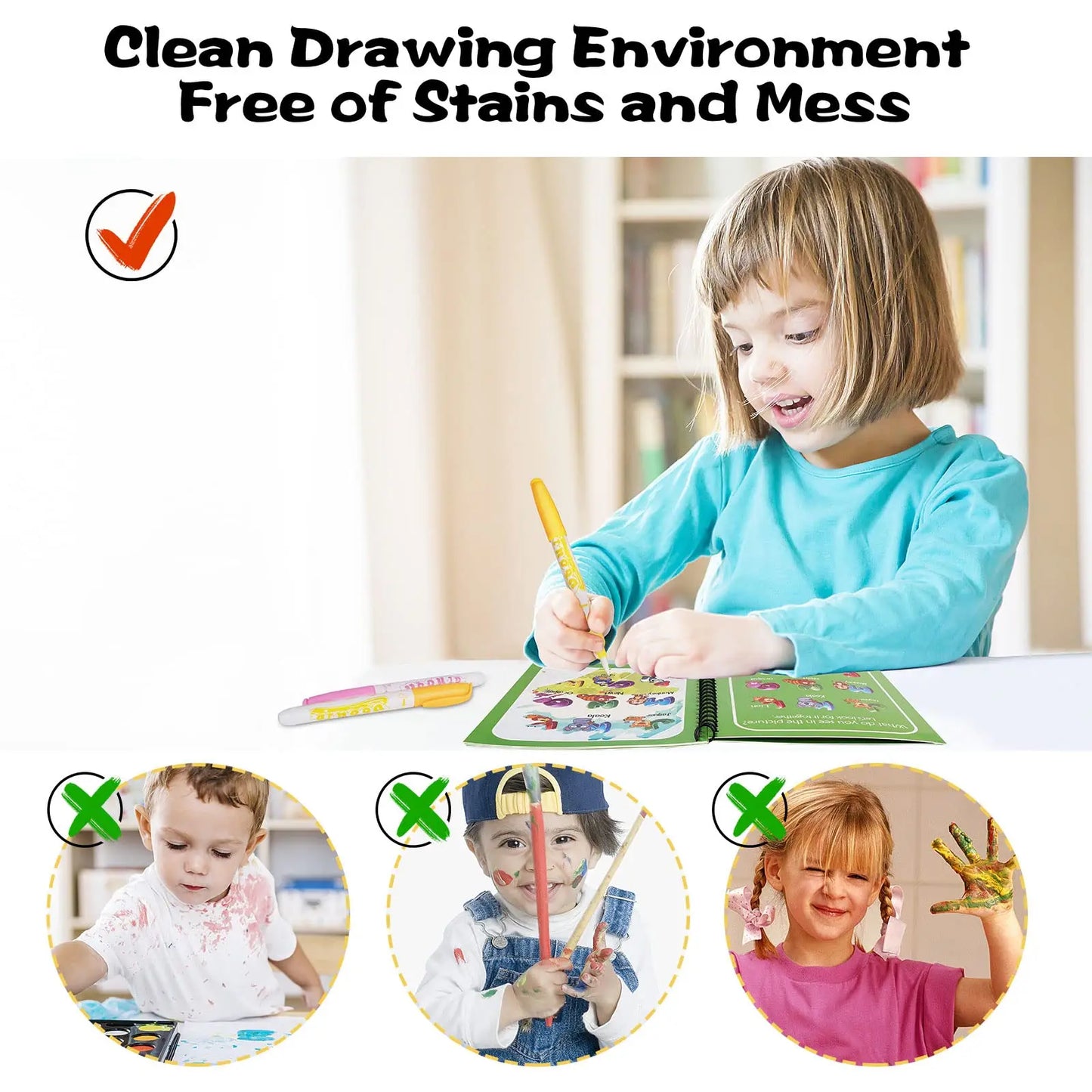 Reusable Book Water Painting Book Early Education Drawing Toys Gifts For Kid's Birthdays, Halloween, Christmas, and Easter