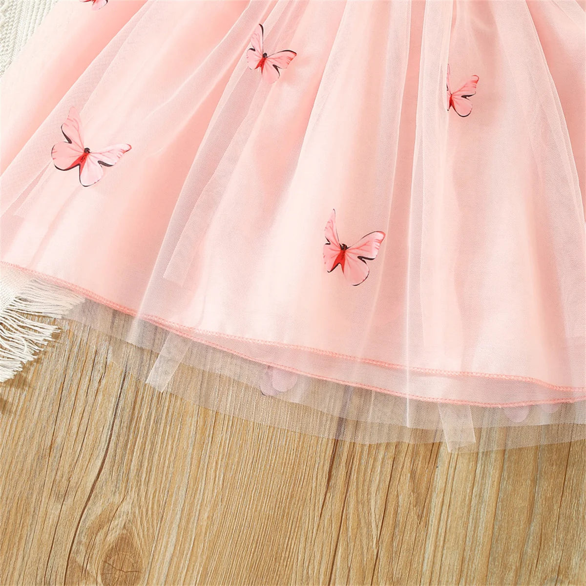 Summer New Dress Sweet Solid Color Flying Sleeves Mesh Butterfly Princess Dress Party Dress Suitable for 0-3 Year Old Babies