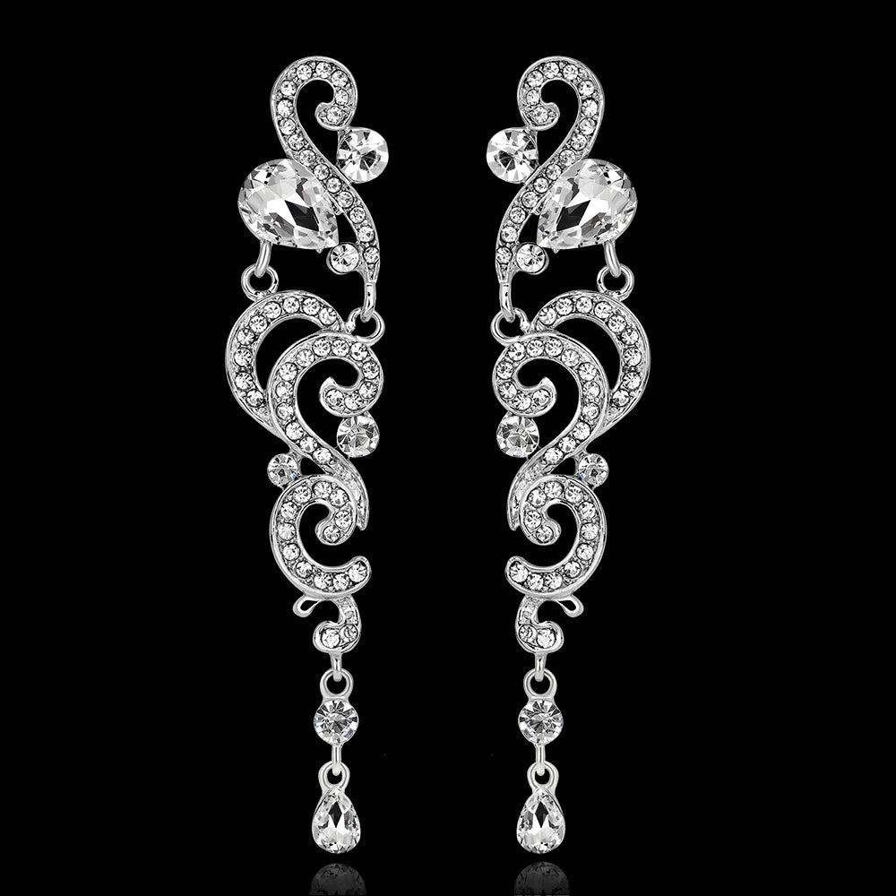 Classic Crystal Wedding Drop Earring for Women Elegant Hanging Long Dangle Earrings Nightclub Party Dress Accessories