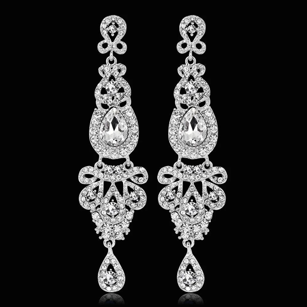 Classic Crystal Wedding Drop Earring for Women Elegant Hanging Long Dangle Earrings Nightclub Party Dress Accessories