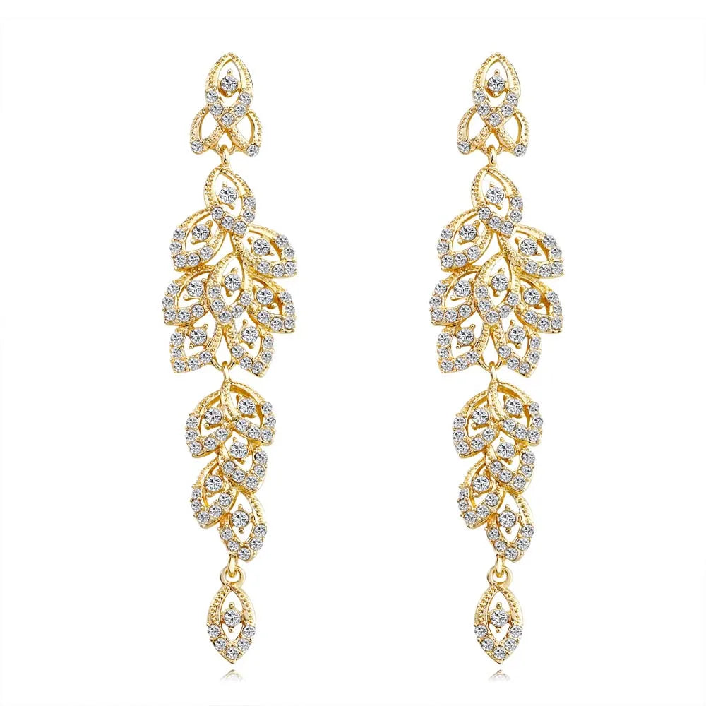 Classic Crystal Wedding Drop Earring for Women Elegant Hanging Long Dangle Earrings Nightclub Party Dress Accessories