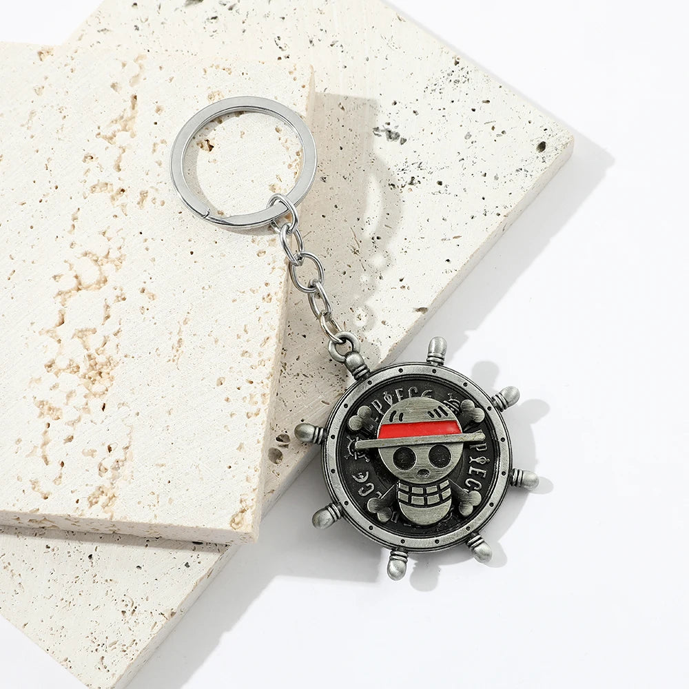 Anime Accessories One Piece Keychain The Straw Hat Pirates Compass Key Holder Fashion Jewelry Car Keyring for Women Gifts