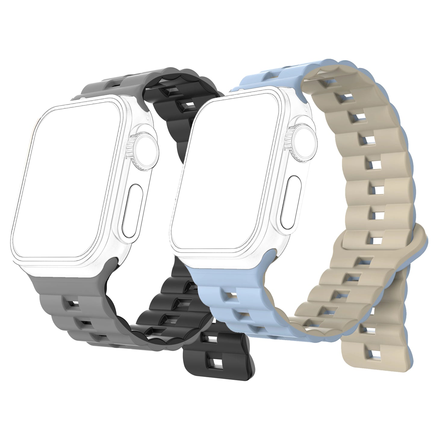 2 Pack Sport Bands Compatible with Apple Watch Band 38mm 40mm 41mm 42mm 44mm 45mm 49mm, Soft Silicone Waterproof Strap Compatibl