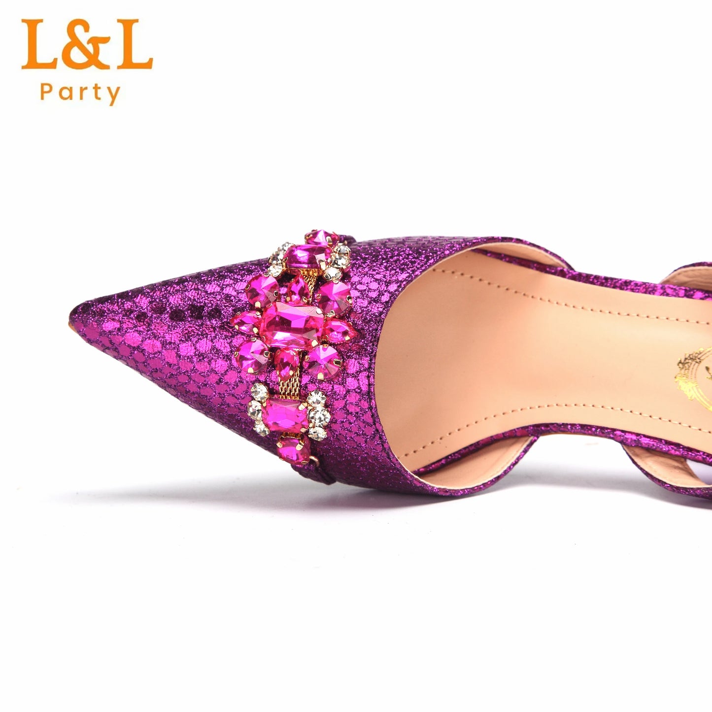 Newest INS Style Magenta Color Elegant High Heels Nigeria Popular Design African Ladies Shoes And Bag Set for Wedding Party