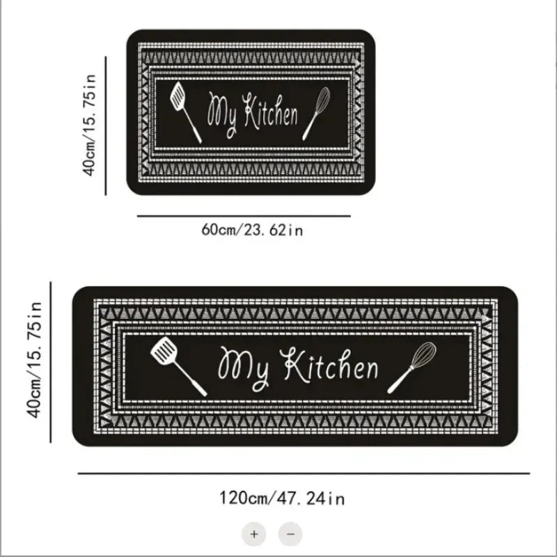 VIKAMA Washable Crystal Velvet Floor Mat Comfortable Soft Standing Mat Kitchen Theme Floor Mat Non-Slip Waterproof