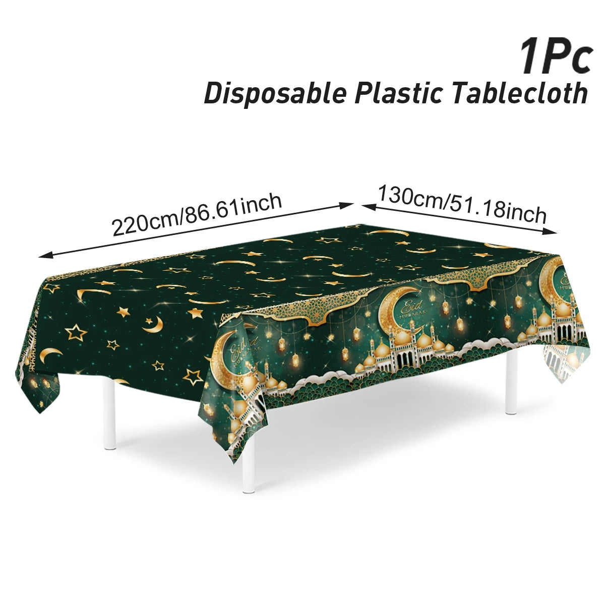 Eid Mubarak Star Moon Tablecloth Ramadan Kareem Decor for Home Islamic Muslim Party Eid Al Adha Supplies Castle Table Cover