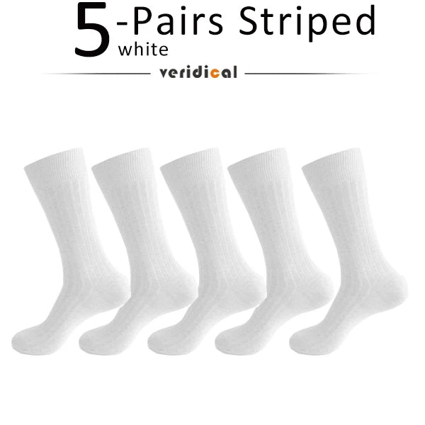 5 Pairs Large Size Man Socks Cotton Business Solid Breathable Deodorant Husbands Fathers Party Dress Long Socks Plus EU46-50