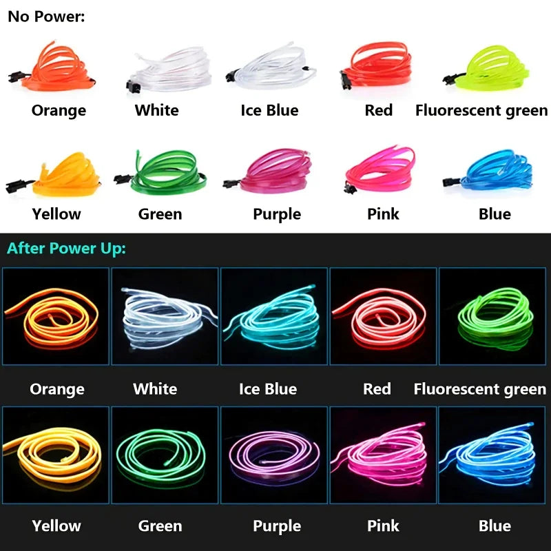 LED Car Interior Lighting Strip Auto LED Strip Garland EL Wire Rope Car Decoration Lamp Flexible Tube Neon Car Accessories