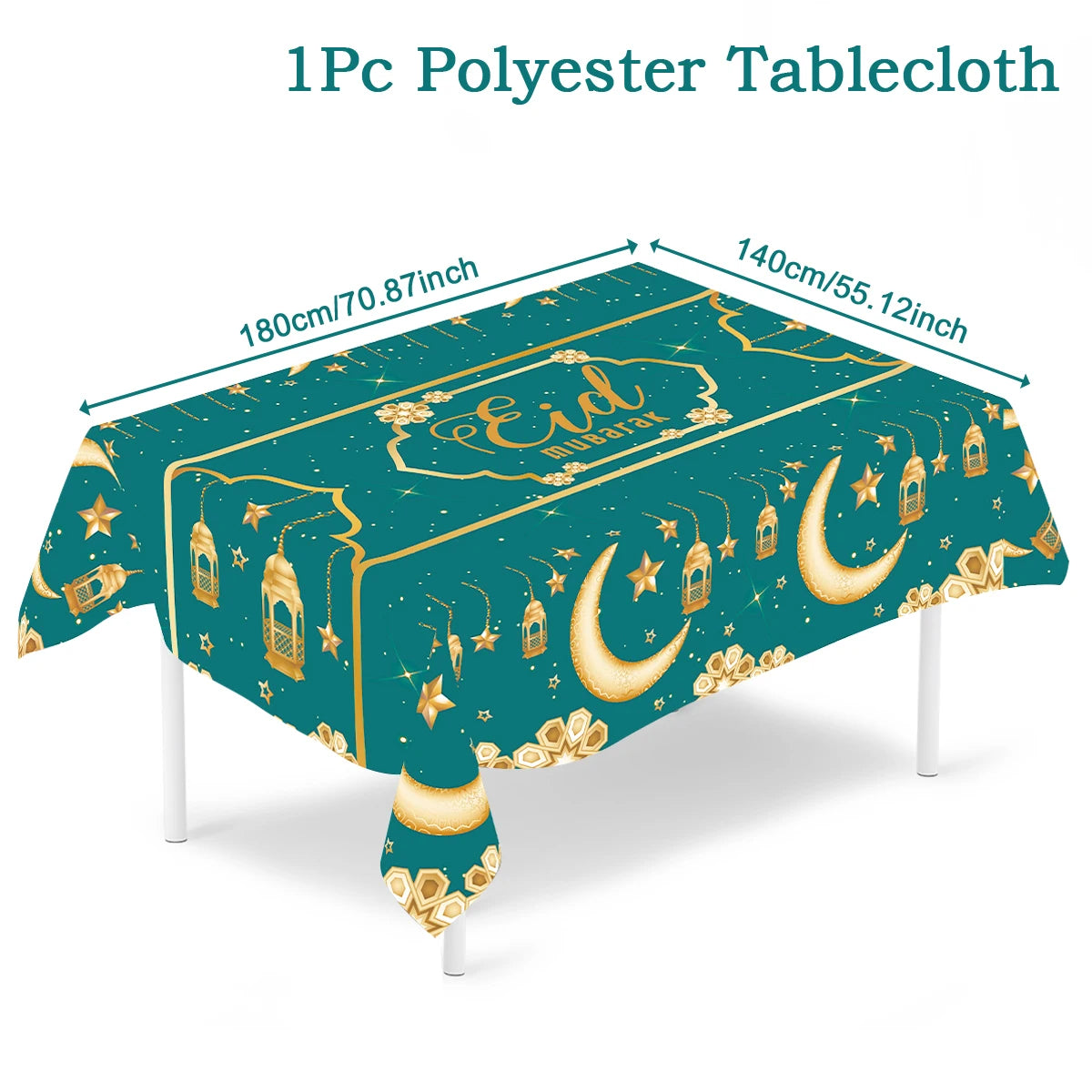 Eid Mubarak Star Moon Tablecloth Ramadan Kareem Decor for Home Islamic Muslim Party Eid Al Adha Supplies Castle Table Cover