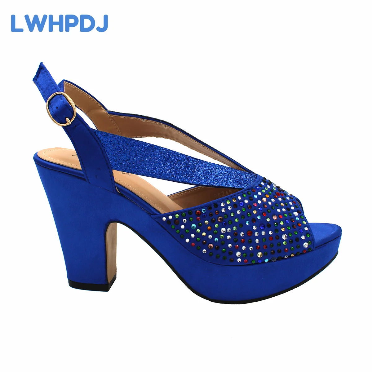 New Latest Full Of Colorful Water Drill Design Peep Toe LadiesSandal with Bag Set For Women Wedding