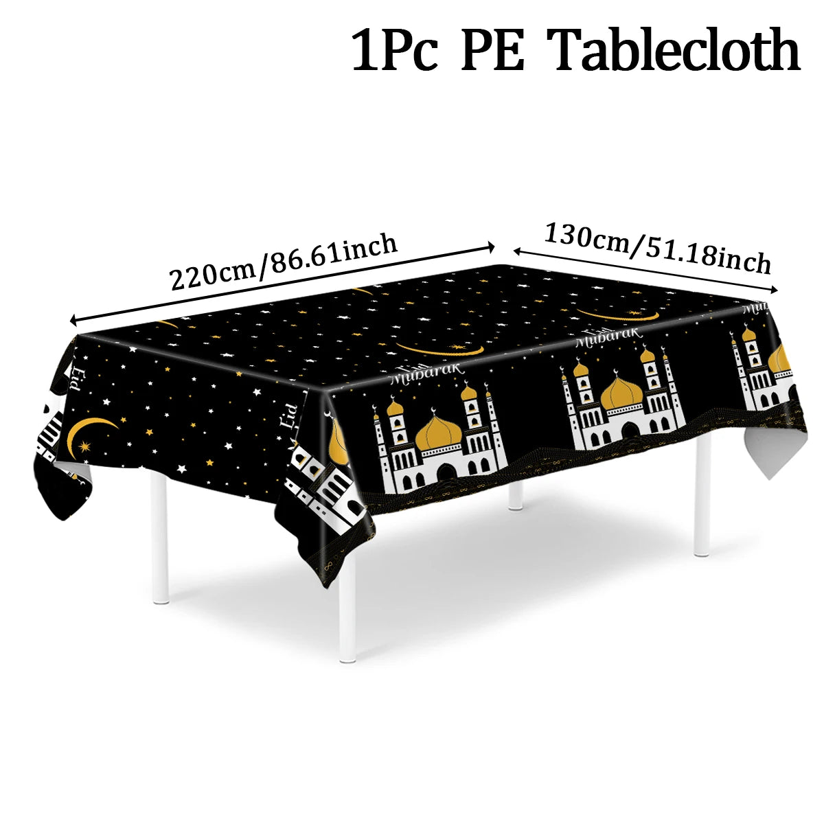 Eid Mubarak Star Moon Tablecloth Ramadan Kareem Decor for Home Islamic Muslim Party Eid Al Adha Supplies Castle Table Cover