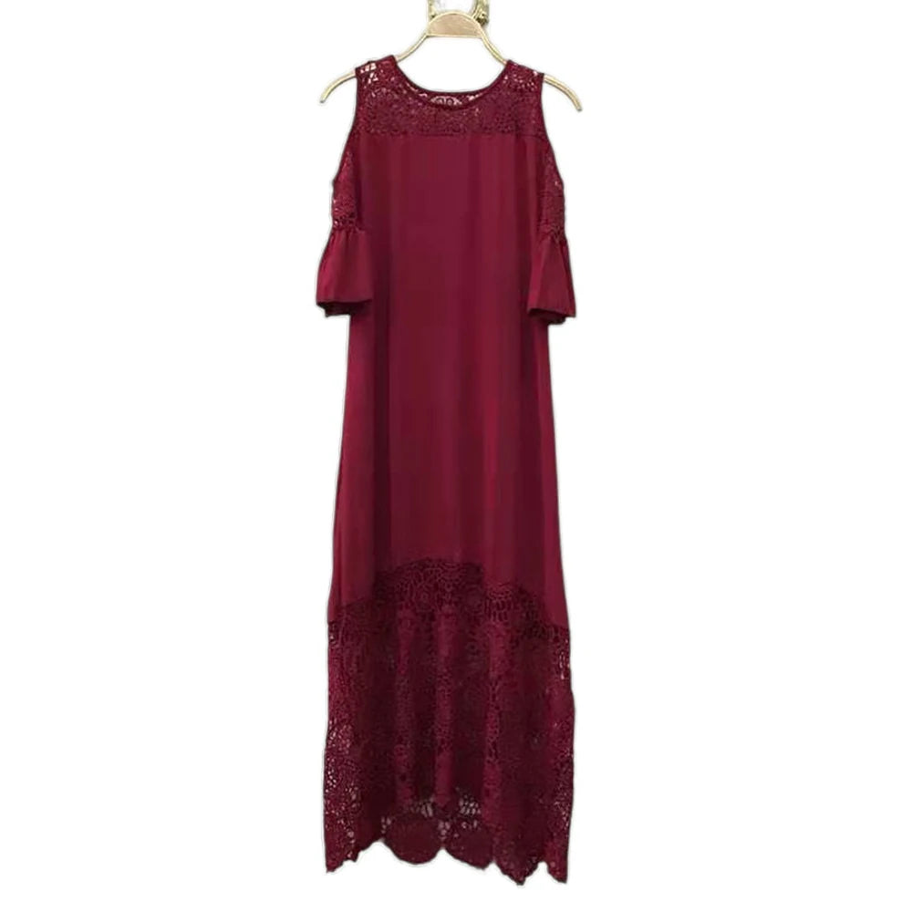 Party Dress for Women Elegant Classy Plus Size Summer Round-Neck Off Shoulder Dress Lace Short Sleeve Wedding Guest Dresses