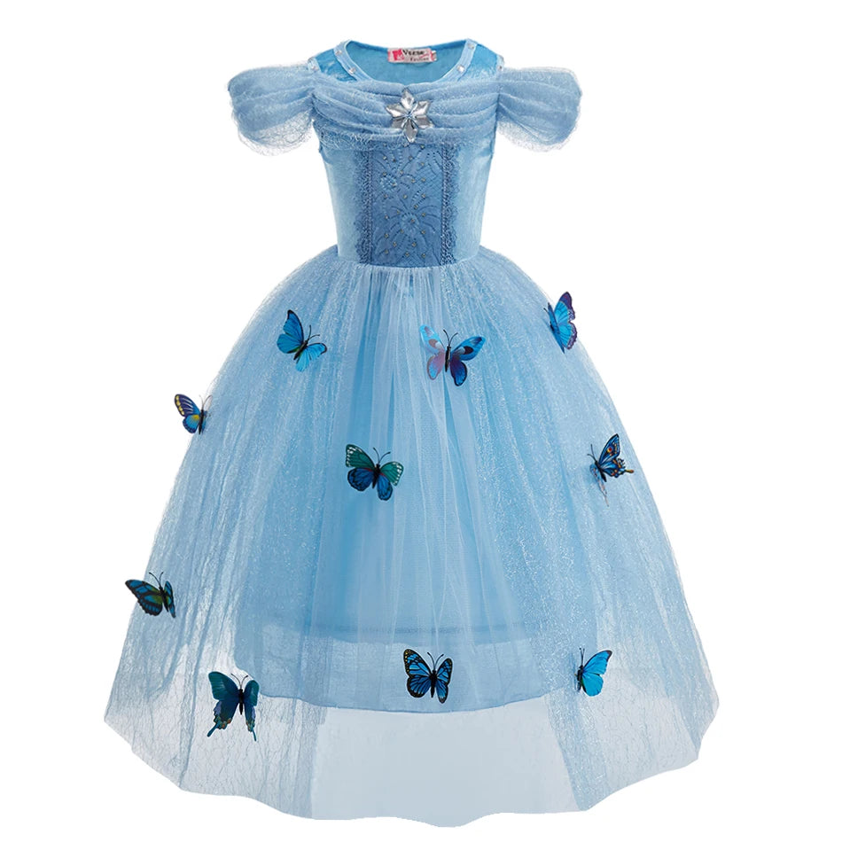 Girl Princess Dress Snow Queen Elsa Anna Costume Girls Birthday Stage Performance Halloween Party Dress Kids Cosplay Dresses