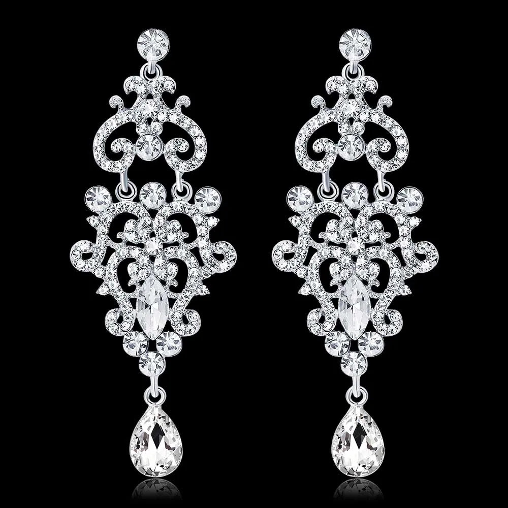 Classic Crystal Wedding Drop Earring for Women Elegant Hanging Long Dangle Earrings Nightclub Party Dress Accessories