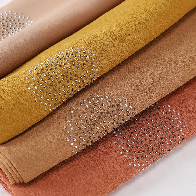 Design Bubble Pearl Chiffon Scarf Hijab Woman Embroidered Lace Ladies Muslim Plaid Bandana Shawl Fashion Headband 175*75cm