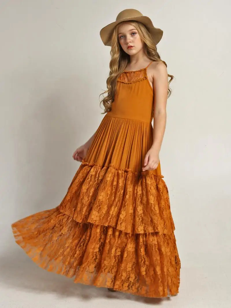 Summer Girls Lace Cotton Bohemia Long Dresses Baby Kids Flower Wedding Princess Party Dress Vestidos Costume Children Clothing