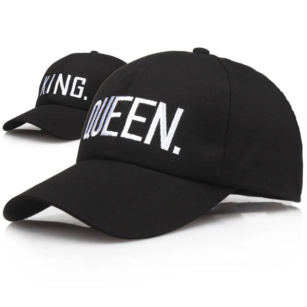 New Women's Letter Embroidered Baseball Cap King and Queen Snapback Hats Couple Hip Hop Style Hats Outdoor Casual Cotton Sun Hat