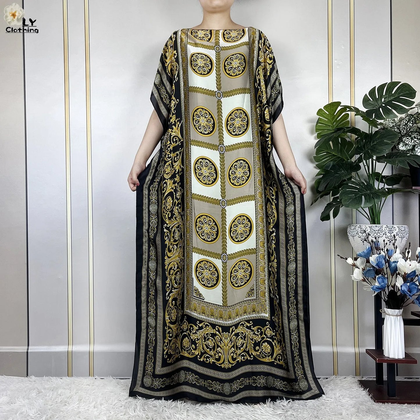 Muslim Abayas For Women 2025 New Fashion Printed Silk Soft Loose Femme Elegant Robe African Maxi Party Dresses With Belt Turban