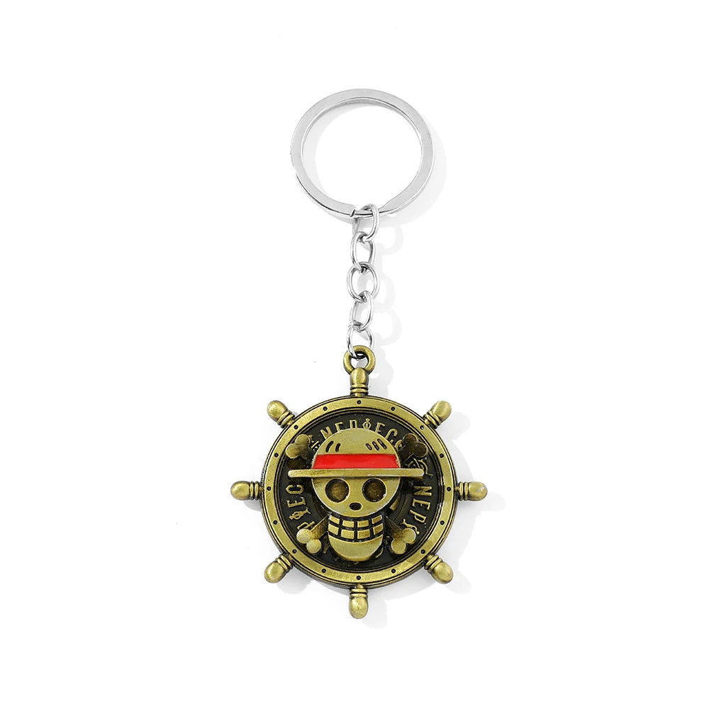 Anime Accessories One Piece Keychain The Straw Hat Pirates Compass Key Holder Fashion Jewelry Car Keyring for Women Gifts