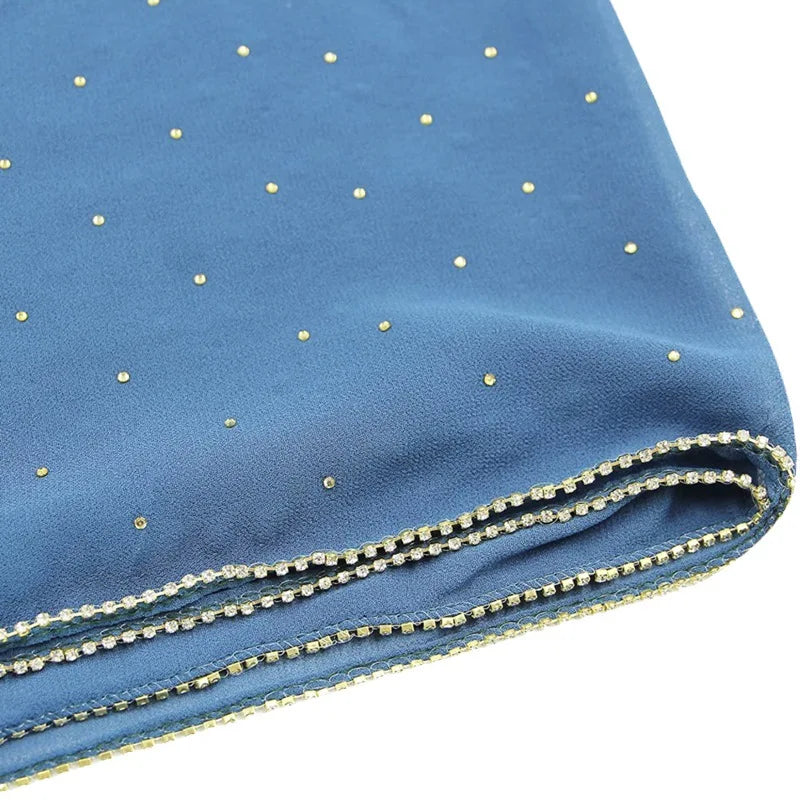 Diamonds Chiffon Hijab Scarves Women Muslim Long Shawls Headscarf Head Wraps Islamic Turban Headband Bandana Musulman Foulard