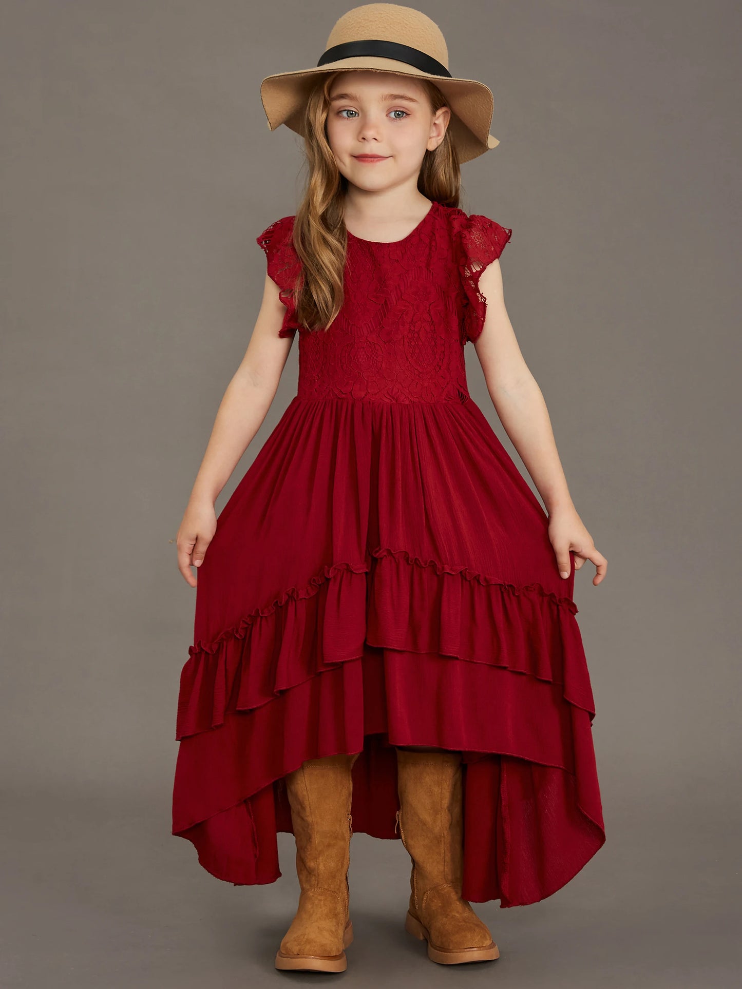 Summer Girls Lace Cotton Bohemia Long Dresses Baby Kids Flower Wedding Princess Party Dress Vestidos Costume Children Clothing