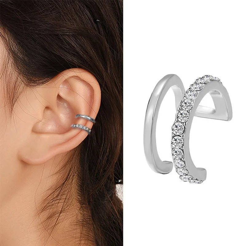 KOTiK Unique Fake Piercing Metal Ear Clips Asymmetry Round Cartilage Ear Clip for Women Fashion Jewellery Christmas Gift