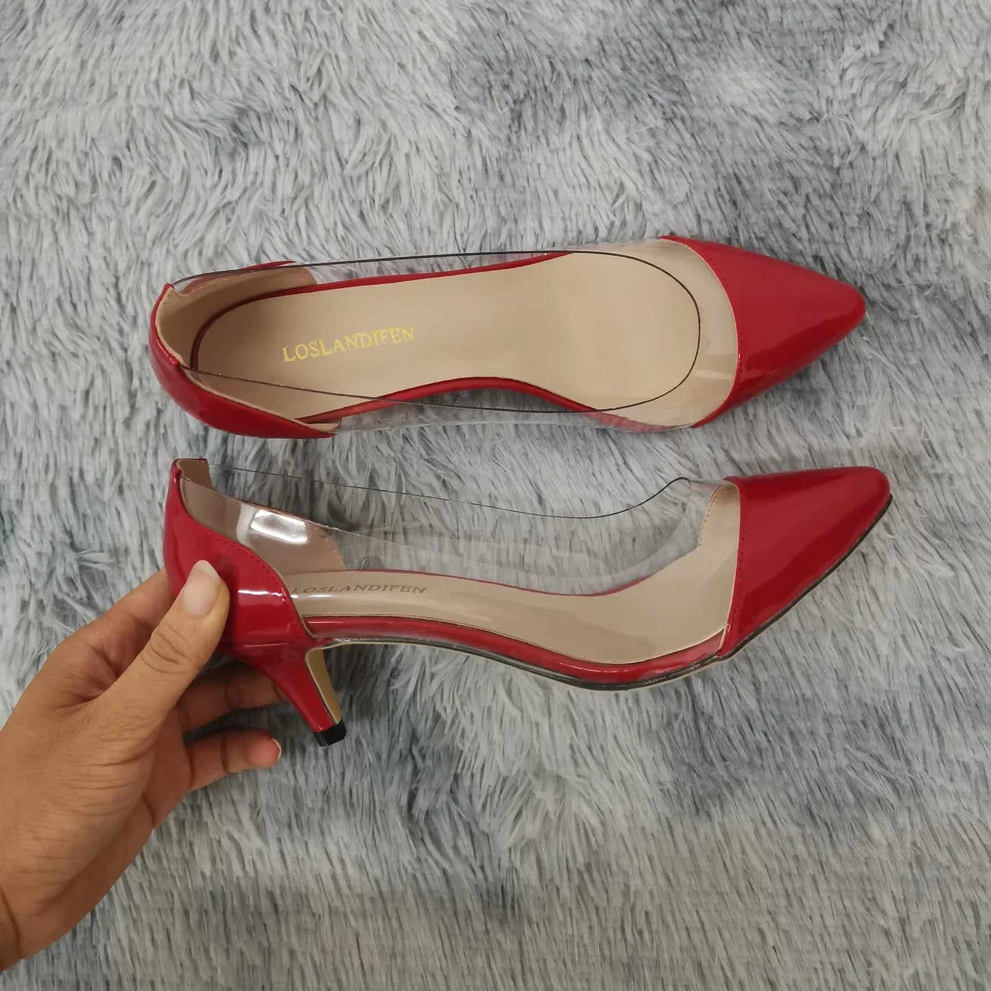 Women Pumps 2025 Spring Autumn Sexy Transparent PVC 5cm Low Heel Fashion Pointed Toe Slip-on High Heels Party Wedding Shoes