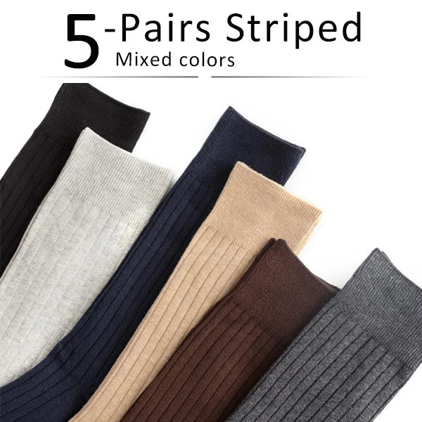 5 Pairs Large Size Man Socks Cotton Business Solid Breathable Deodorant Husbands Fathers Party Dress Long Socks Plus EU46-50
