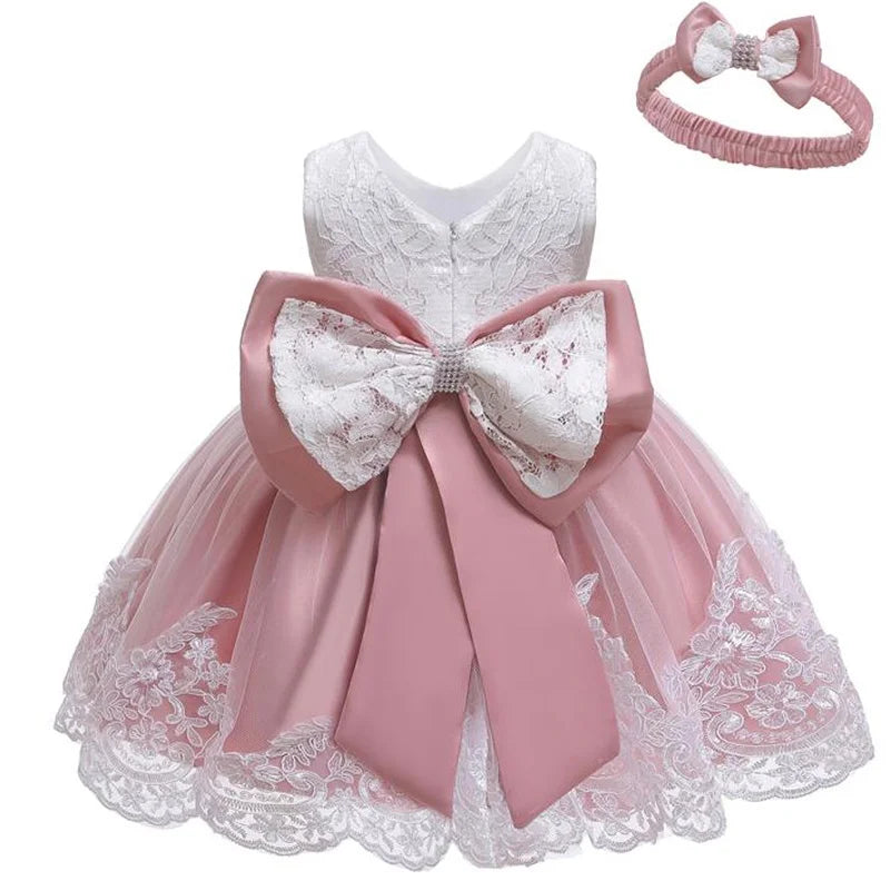 Children's Elegant Dresses For Girls Baby 1st Birthday Party Dress Girls Princess Skirt Kids Lace Vestidos 0-24Months