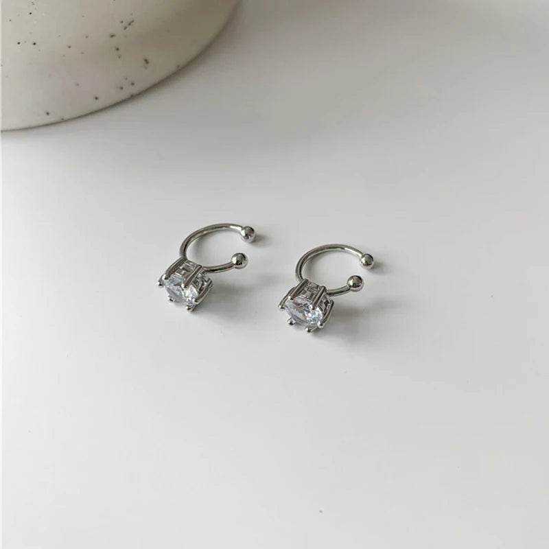 2025 Irregular Shiny Zircon Ear Clip Earring for Women Fashion Simple Geometry No Piercing Ear Cuff Party Jewelry Christmas Gift