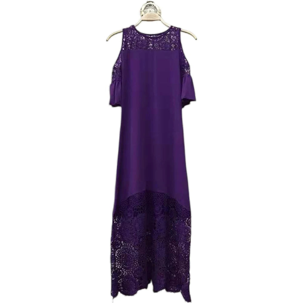 Party Dress for Women Elegant Classy Plus Size Summer Round-Neck Off Shoulder Dress Lace Short Sleeve Wedding Guest Dresses