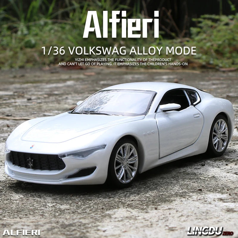 1:32 Maserati Alfieri Coupe Alloy Sports Car Model Diecast Metal Vehicle Car Model Simulation Sound and Light Childrens Toy Gift