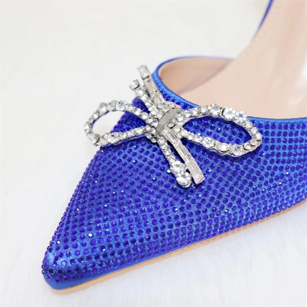 Newest INS Style Blue Color Elegant High Heels Nigeria Popular Design African Ladies Shoes Matching Bag Set